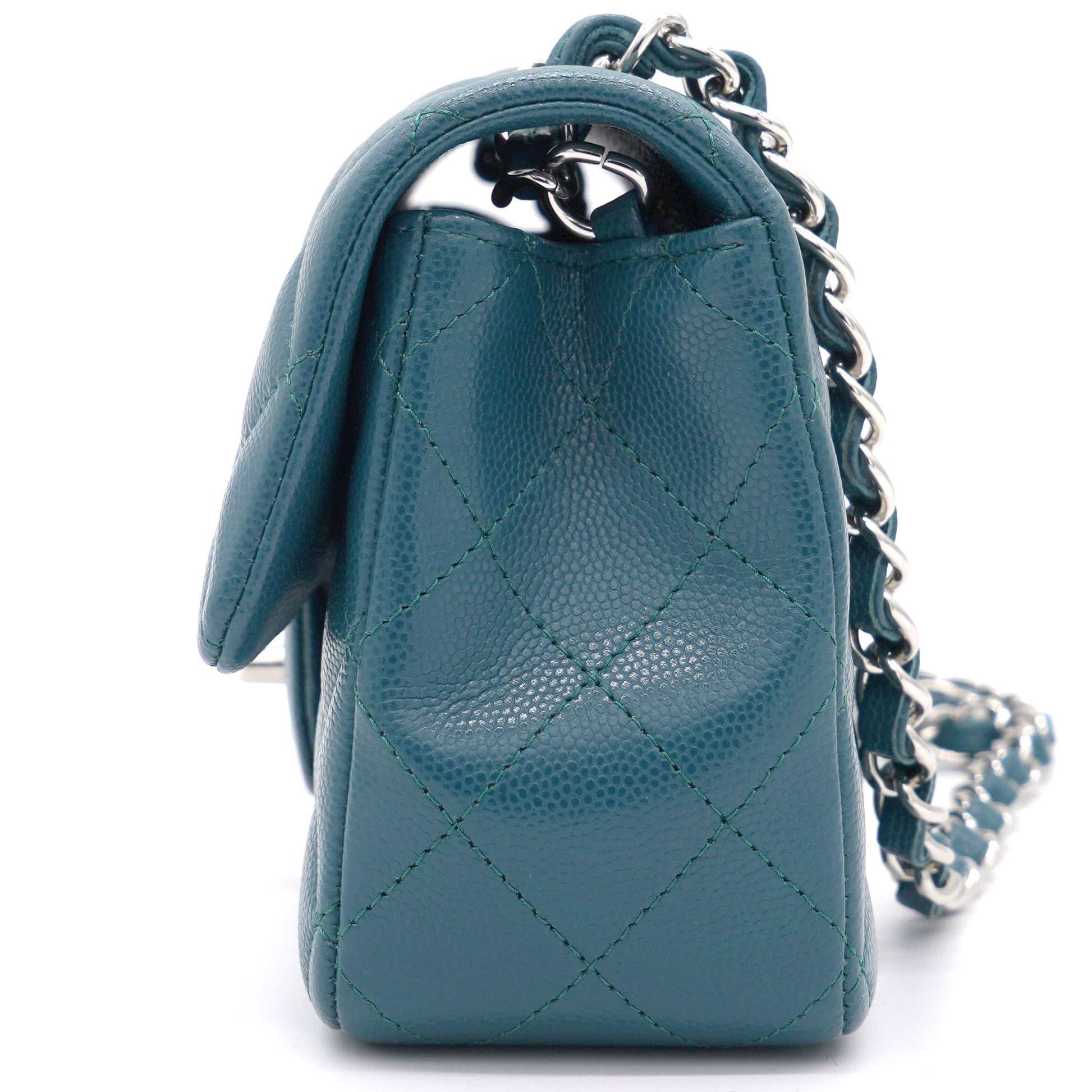Chanel Blue Classic Caviar Leather Rectangular Mini Flap Bag