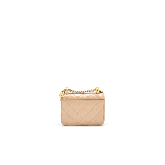 Chanel 21A Flap Coin Purse with Chain beige