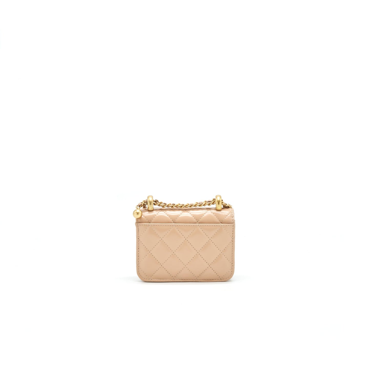 Chanel 21A Flap Coin Purse with Chain Beige Calfskin