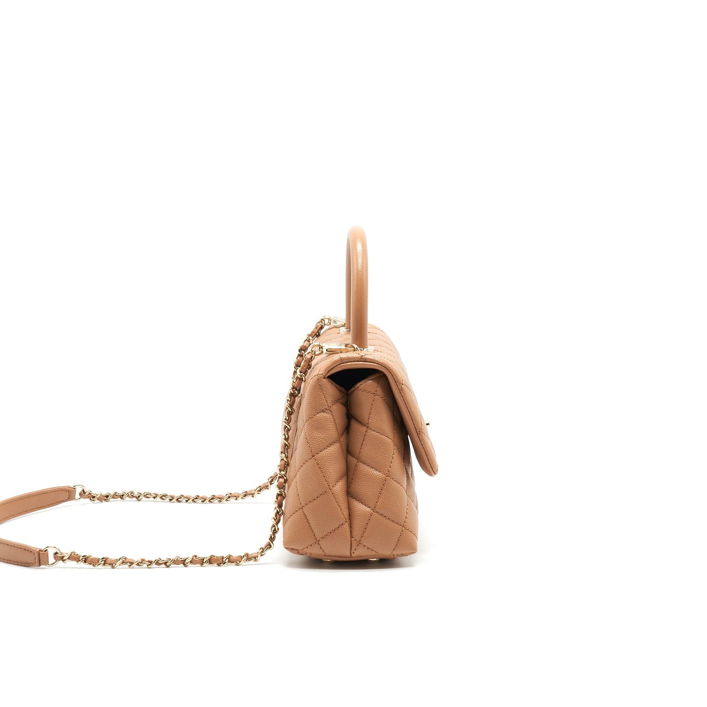 Chanel Mini Coco Handle Flap Bag 21p Caramel L