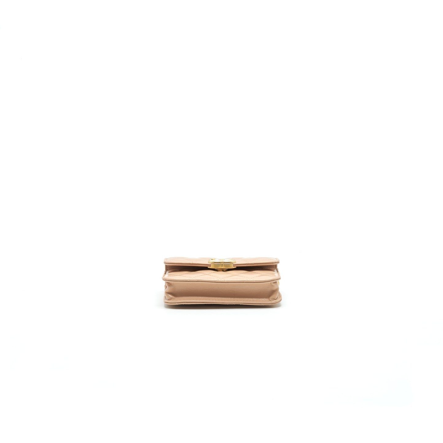 Chanel 21A Flap Coin Purse with Chain Beige Calfskin
