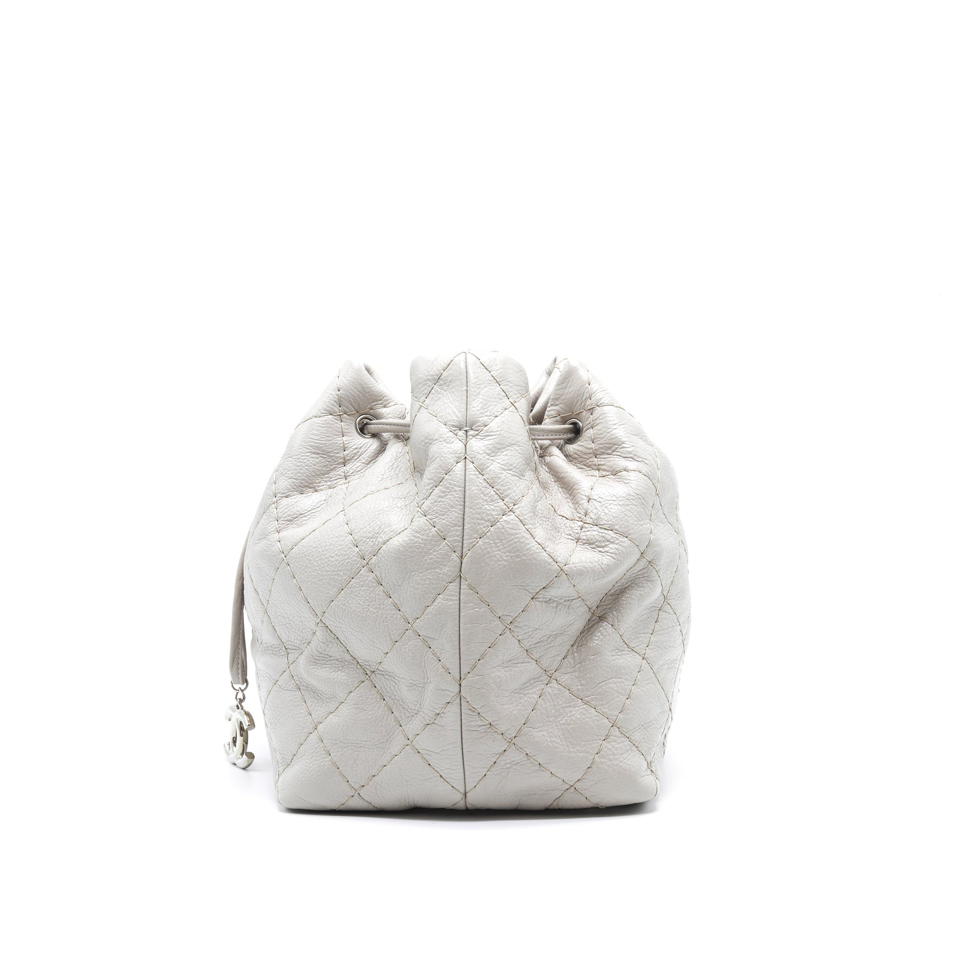 Chanel Caviar Bucket Tote Bag Grey Serial15