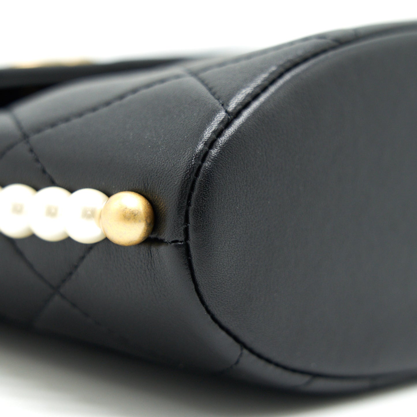Chanel Small Hobo Bag With Pearls Black Calfskin