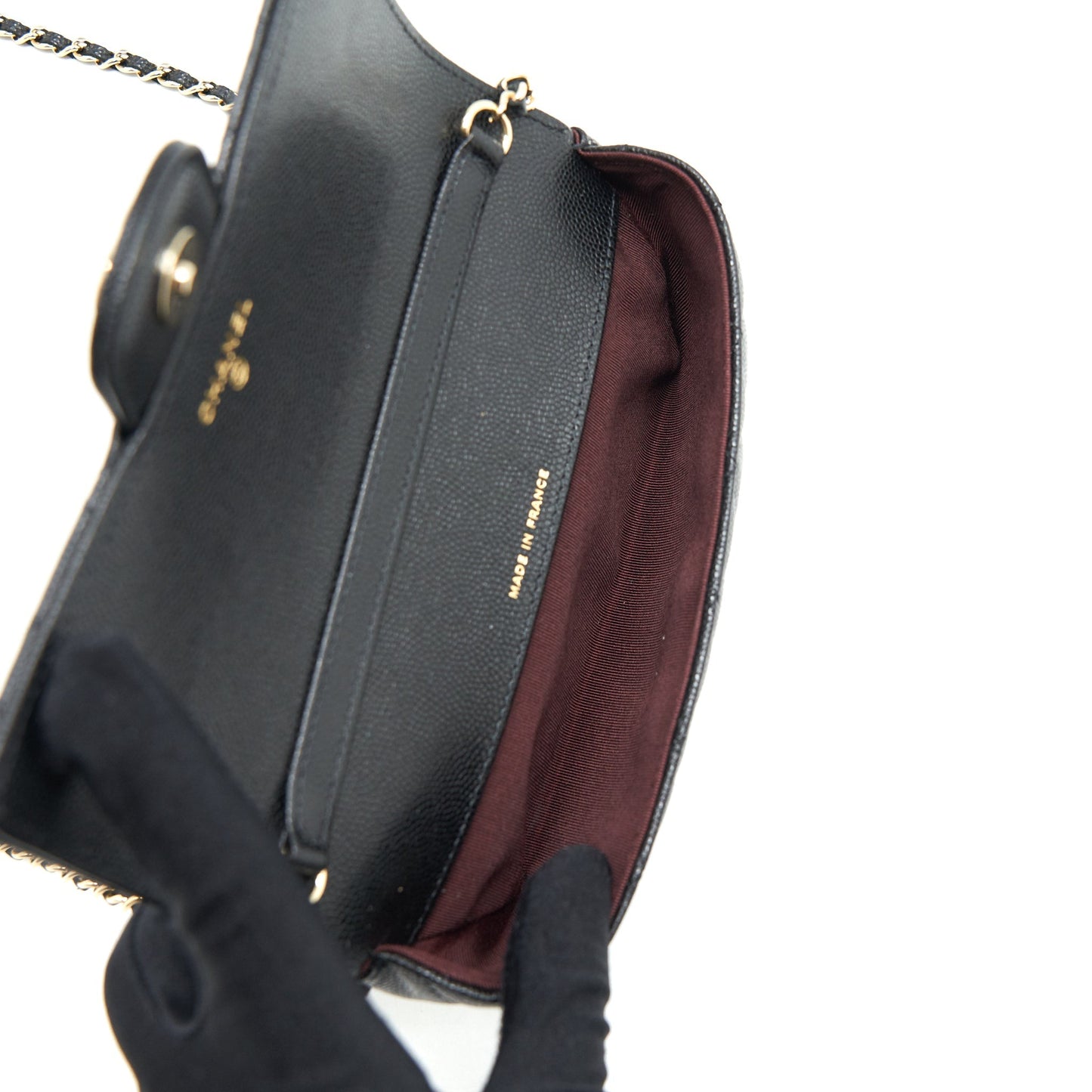 Chanel mini Glass case bag caviar black L