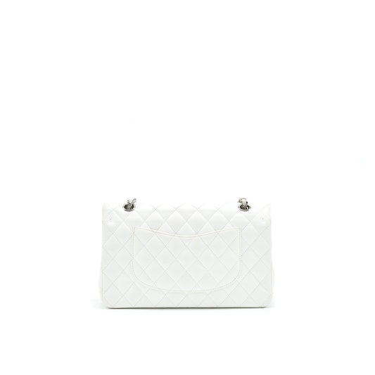 CHANEL MEDIUM CLASSIC DOUBLE FLAP BAG CAVIAR WHITE