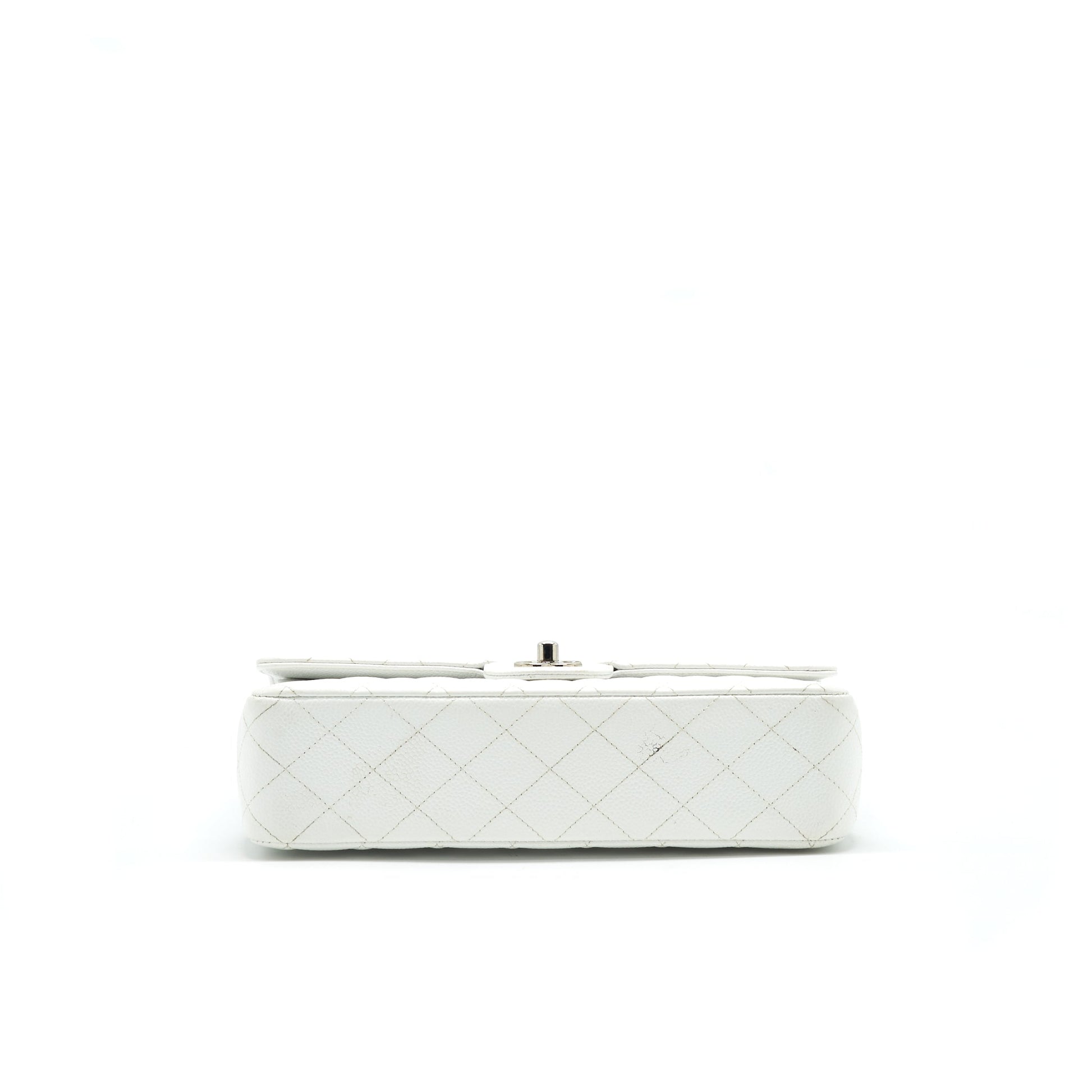 CHANEL MEDIUM CLASSIC DOUBLE FLAP BAG CAVIAR WHITE