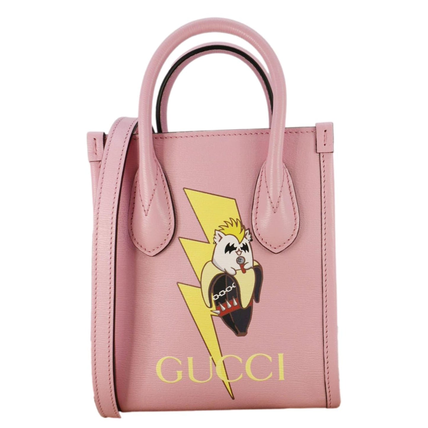 GUCCI X BNF Baya Print Leather Vertical Tote Bag Pink 671623