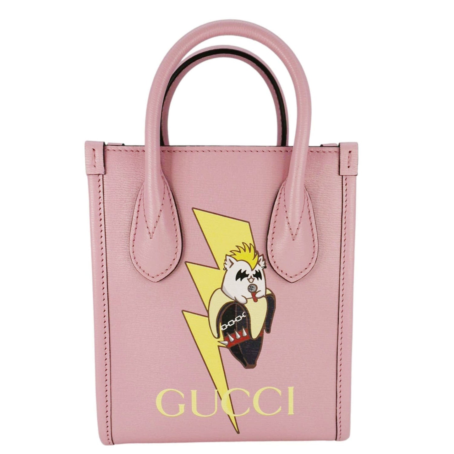 GUCCI X BNF Baya Print Leather Vertical Tote Bag Pink 671623