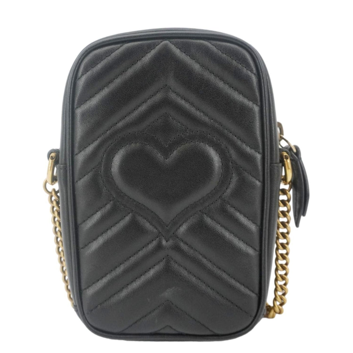 GUCCI GG Marmont Mini Matelasse Leather Crossbody Bag Black 598597