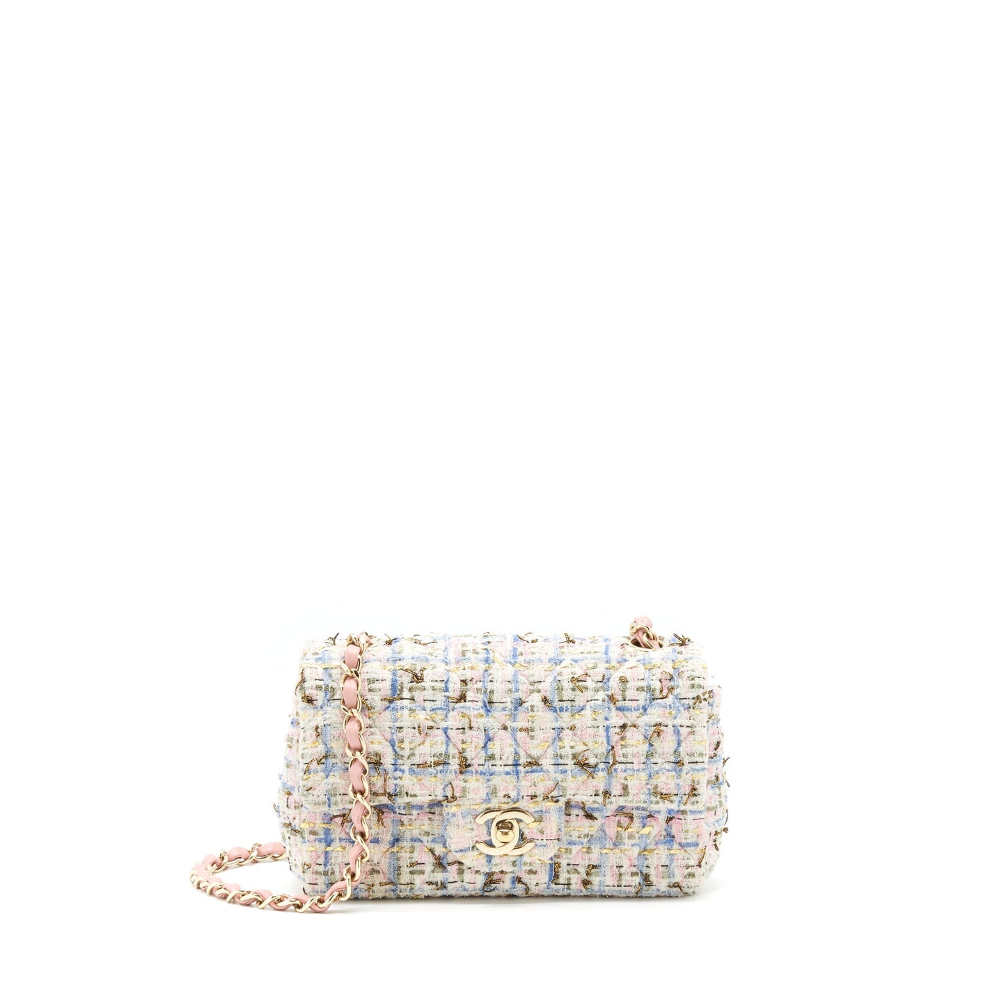 Chanel rectangular mini flap Bag tweed multicolour L
