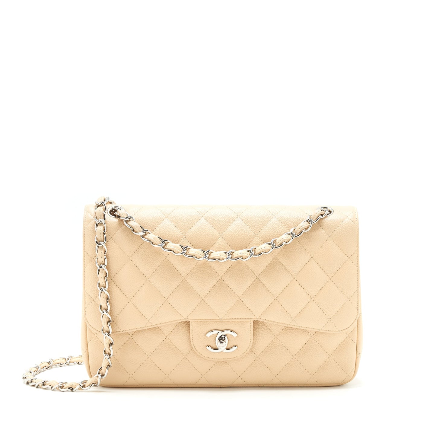 Chanel Classic Jumbo double flap Bag caviar beige