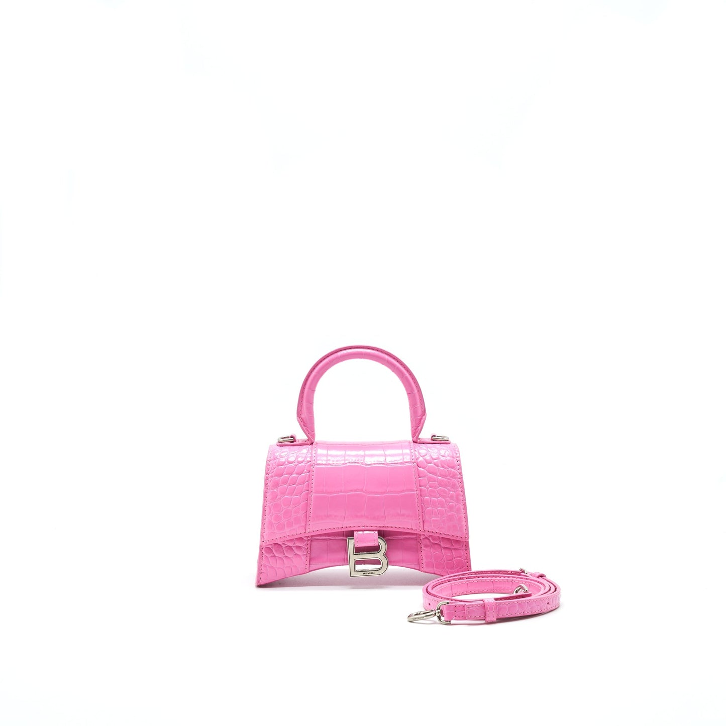 Balenciaga Hourglass croc-effect leather Tote Pink