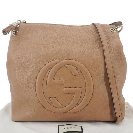 GUCCI Soho Medium Leather Tote Bag Brown 536194