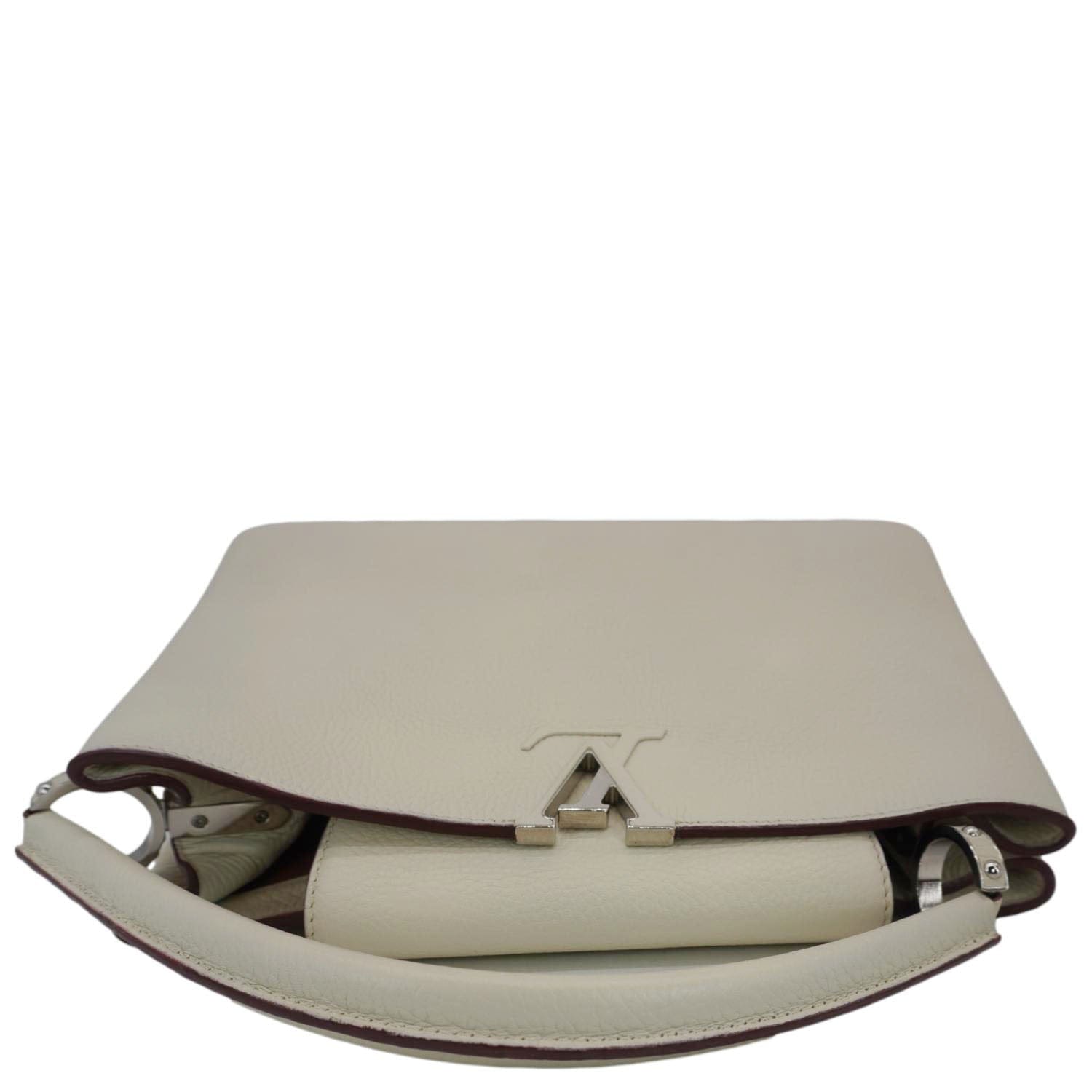 LOUIS VUITTON Capucines MM Taurillon Leather Satchel Bag White