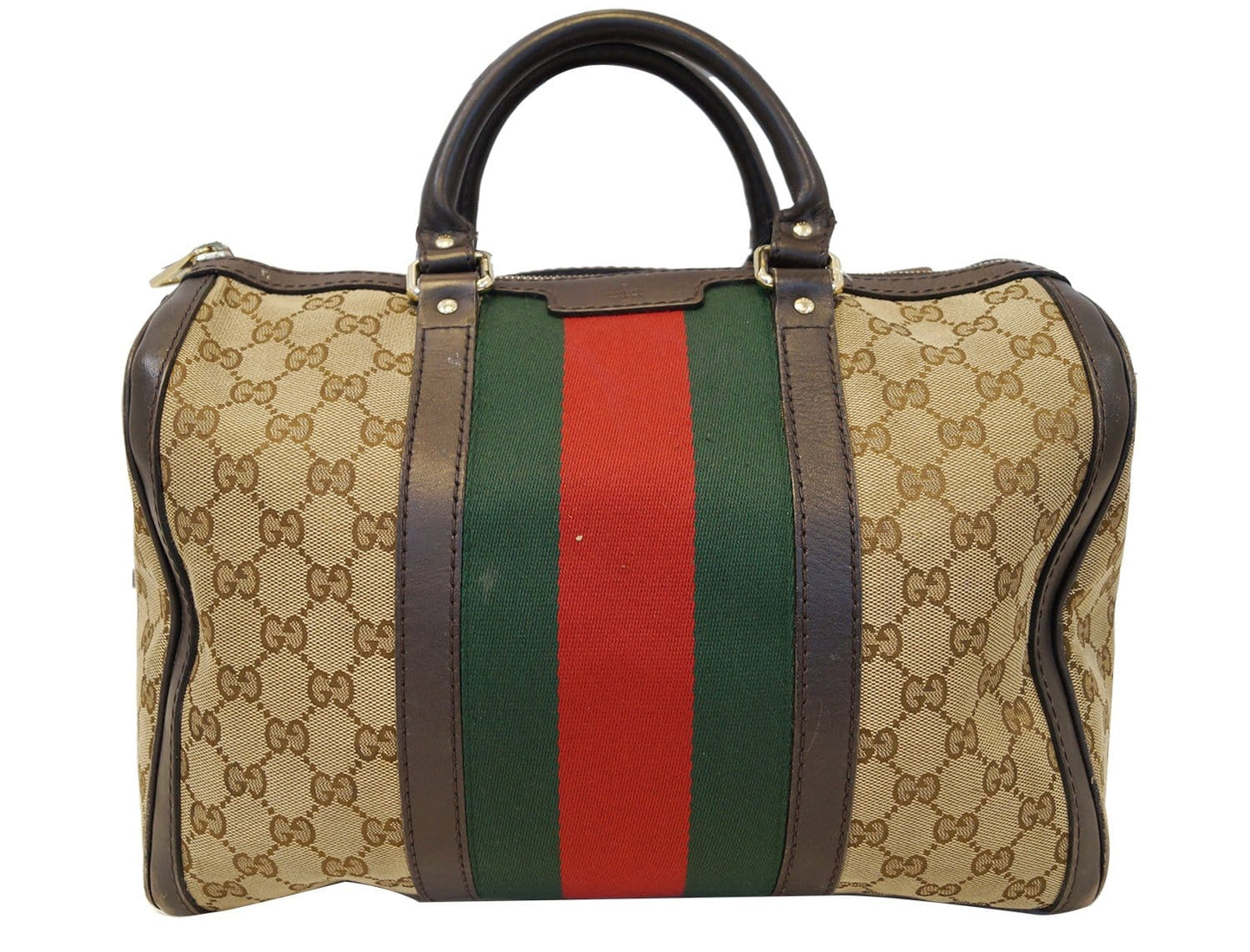 GUCCI Web Medium GG Boston Bag with Signature Web