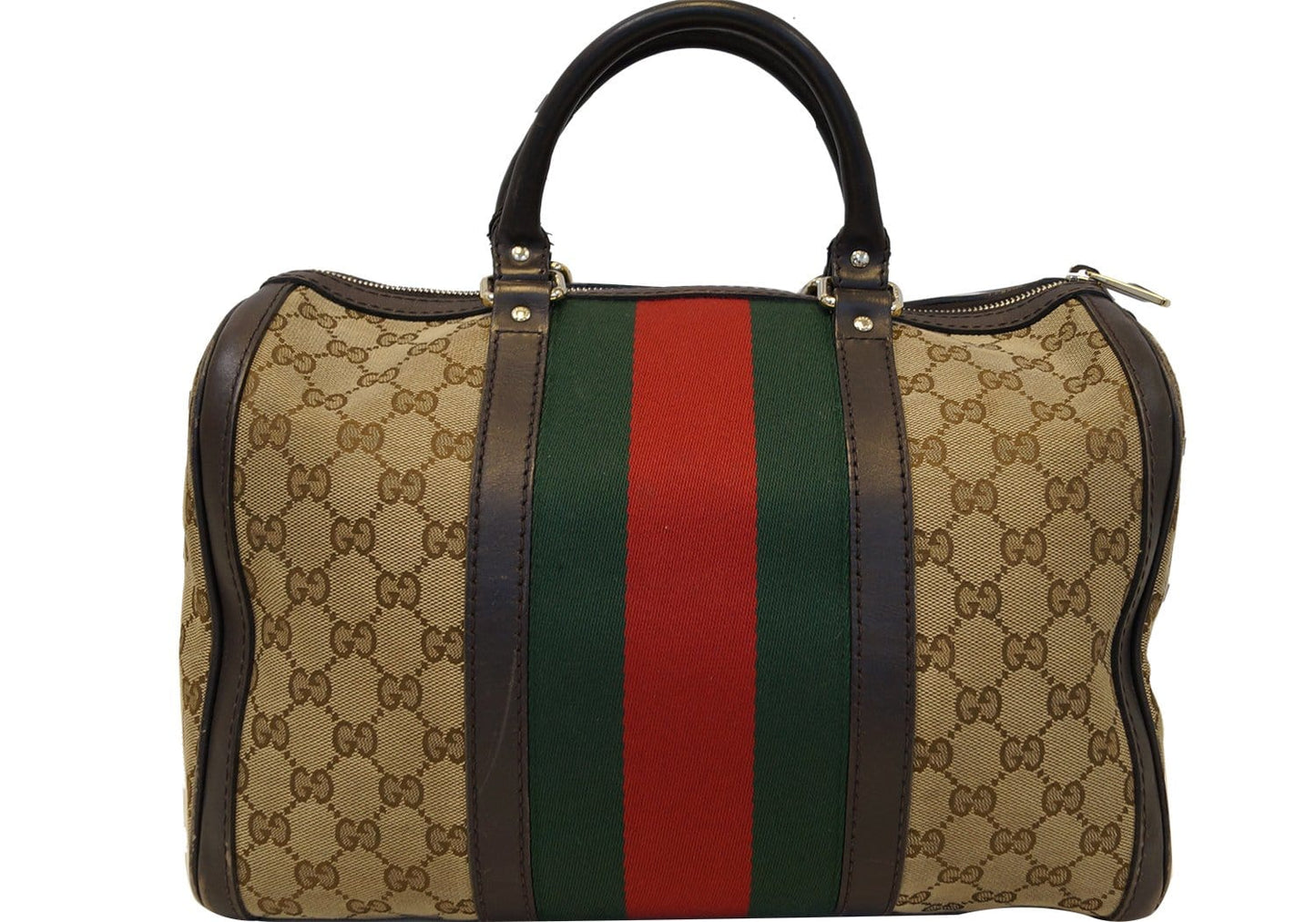 GUCCI Web Medium GG Boston Bag with Signature Web