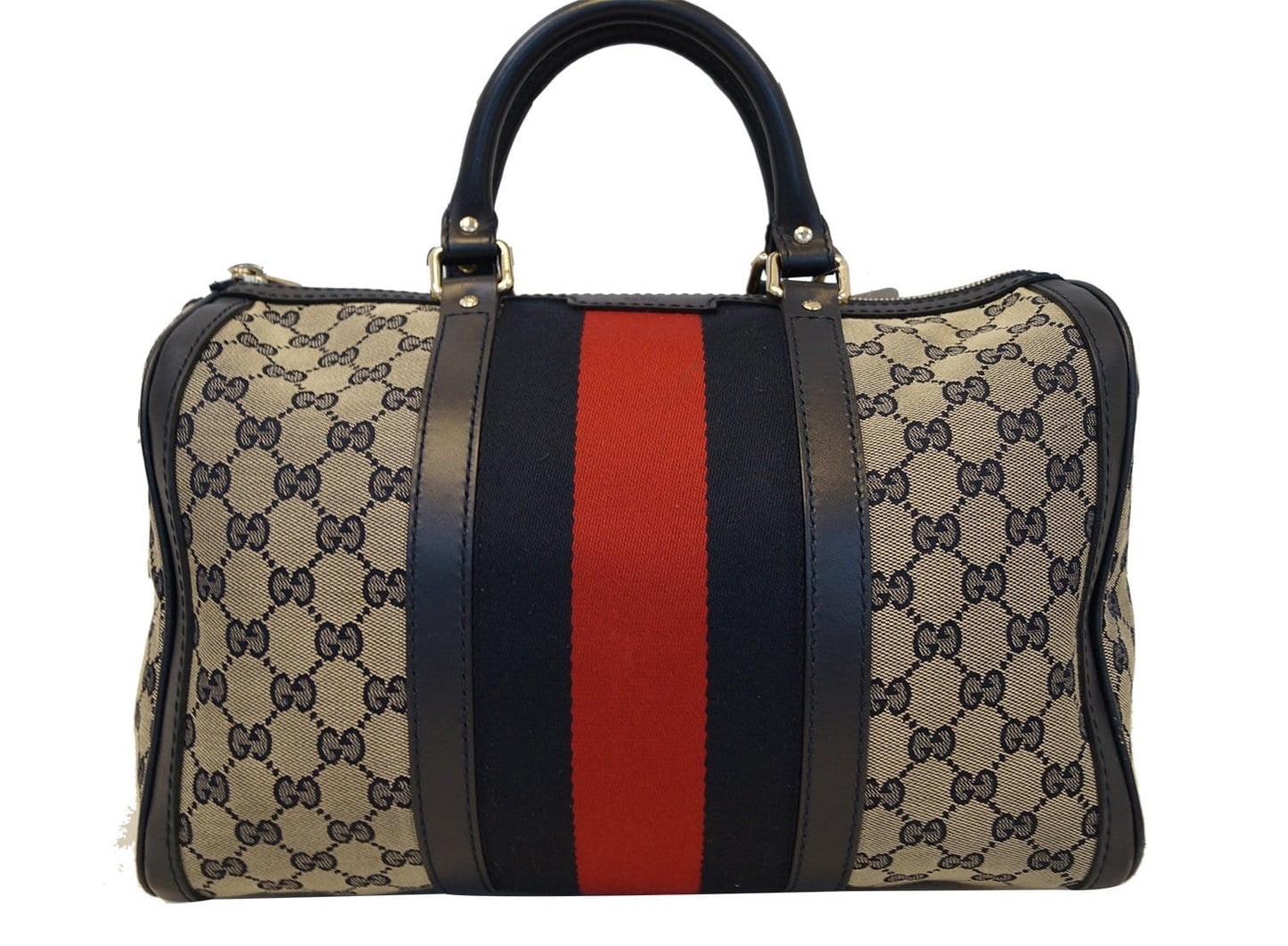 GUCCI Web Medium GG Boston Bag with Signature Web