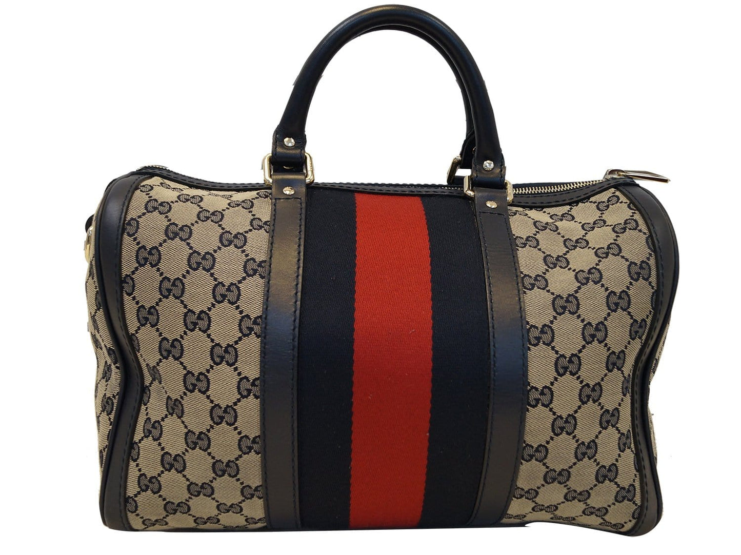 GUCCI Web Medium GG Boston Bag with Signature Web