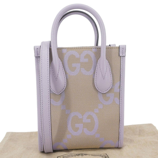GUCCI Jumbo GG Canvas Mini Tote Bag Purple 671623