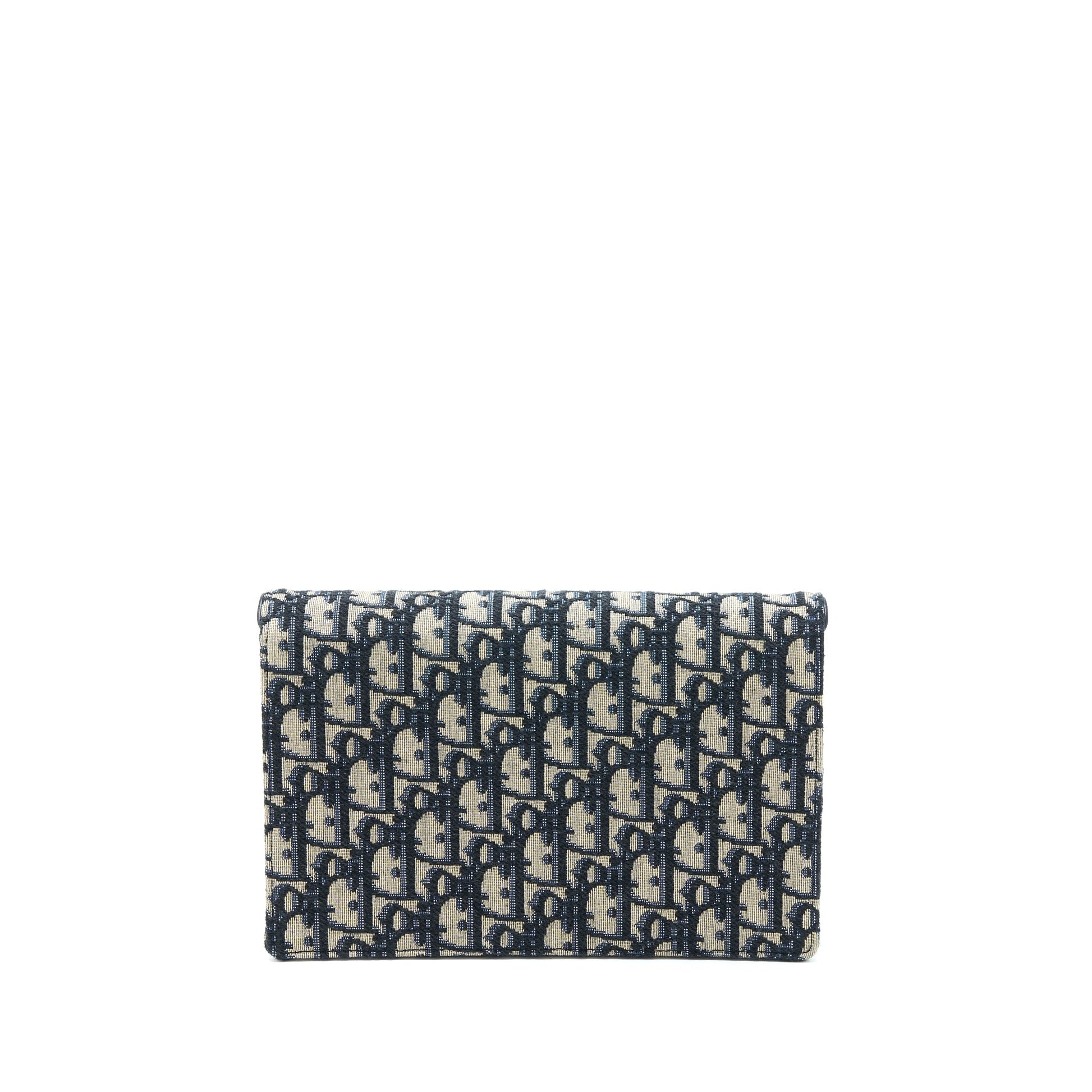 Dior Saddle Pouch With Chain Blue Dior Oblique Jacquard