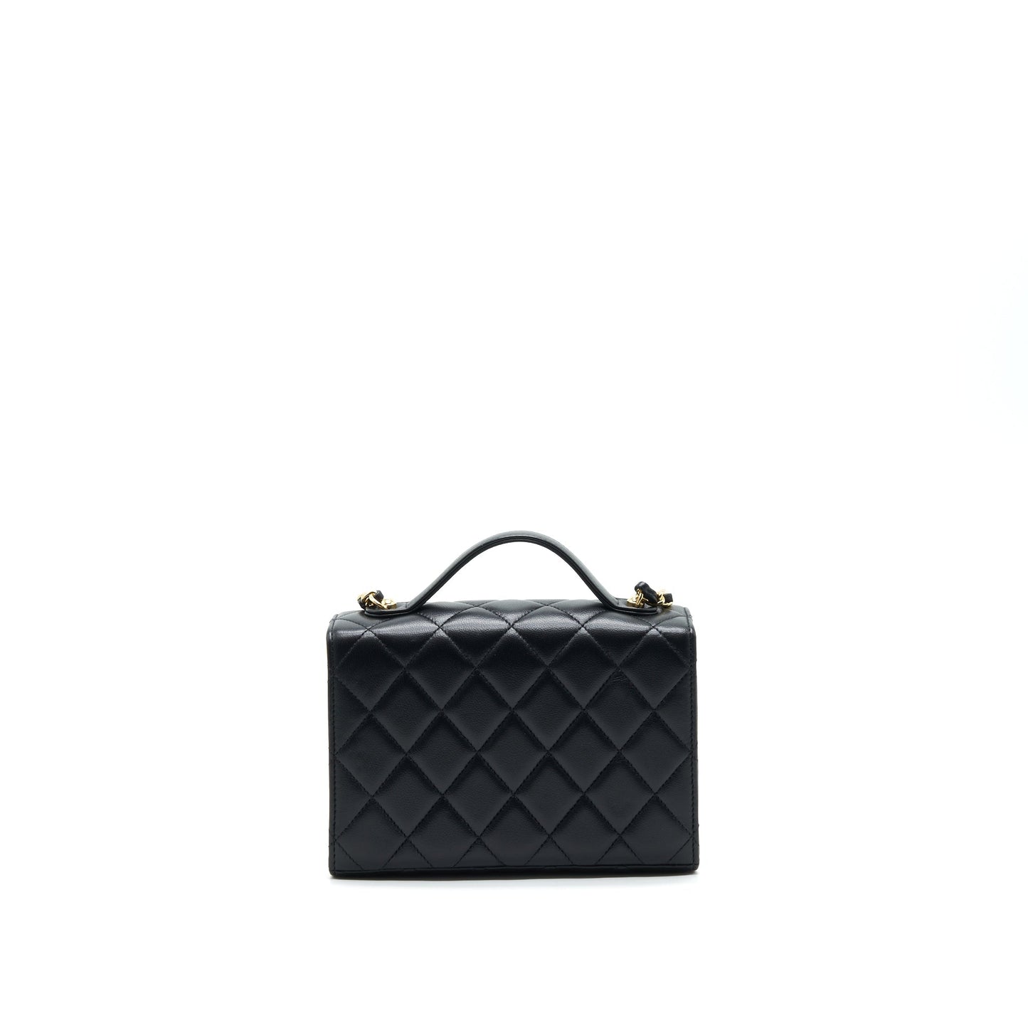 Chanel 21K Gold Metal Mini Flap Bag With Handle Black