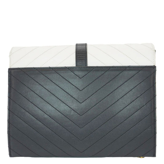 SAINT LAURENT Envelope Leather Chain Shoulder Bag Bicolor