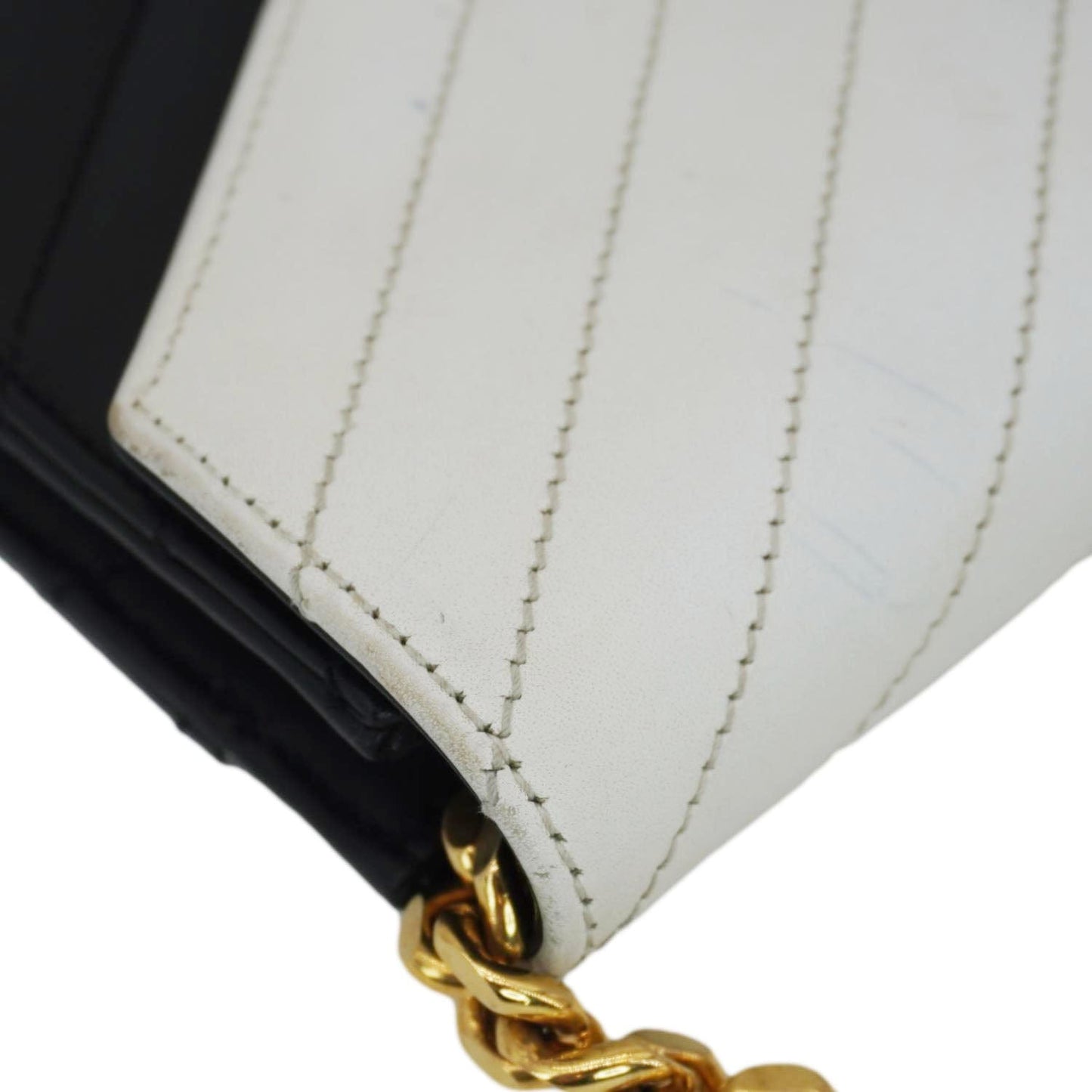 SAINT LAURENT Envelope Leather Chain Shoulder Bag Bicolor