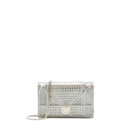 Dior Diorama Wallet on Chain Metallic Silver