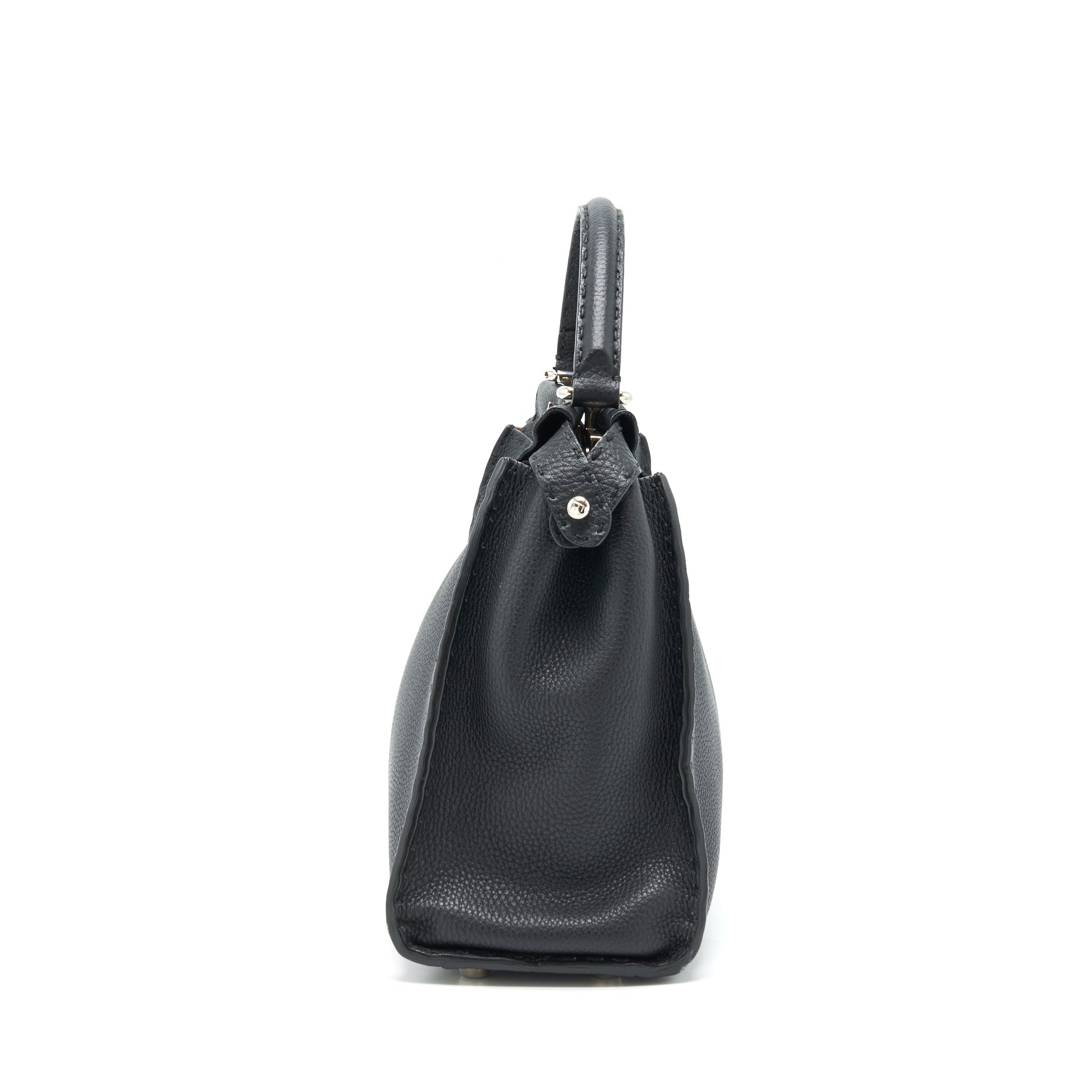 Fendi Peekaboo Tote Purse Grained Calfskin Black