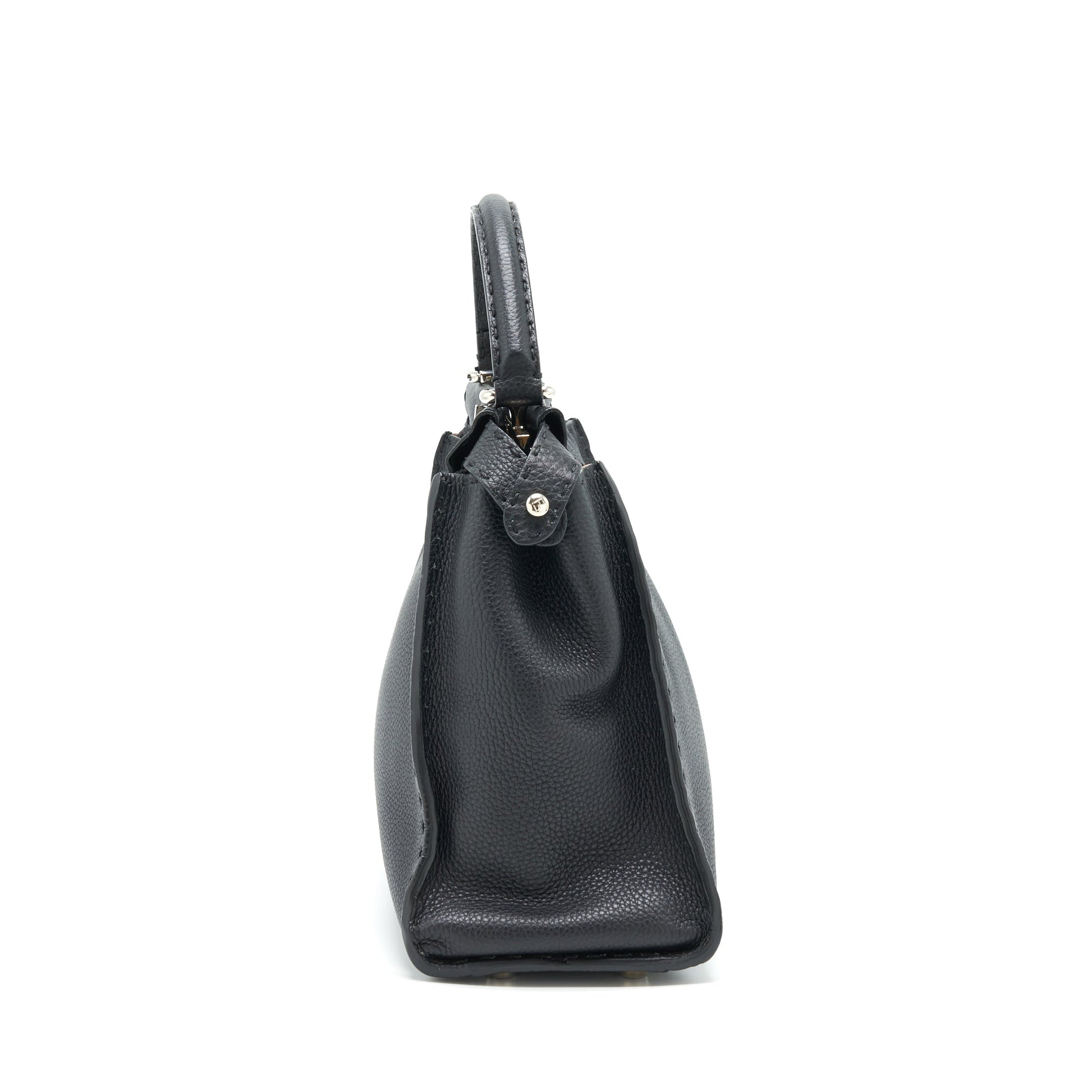 Fendi Peekaboo Tote Purse Grained Calfskin Black