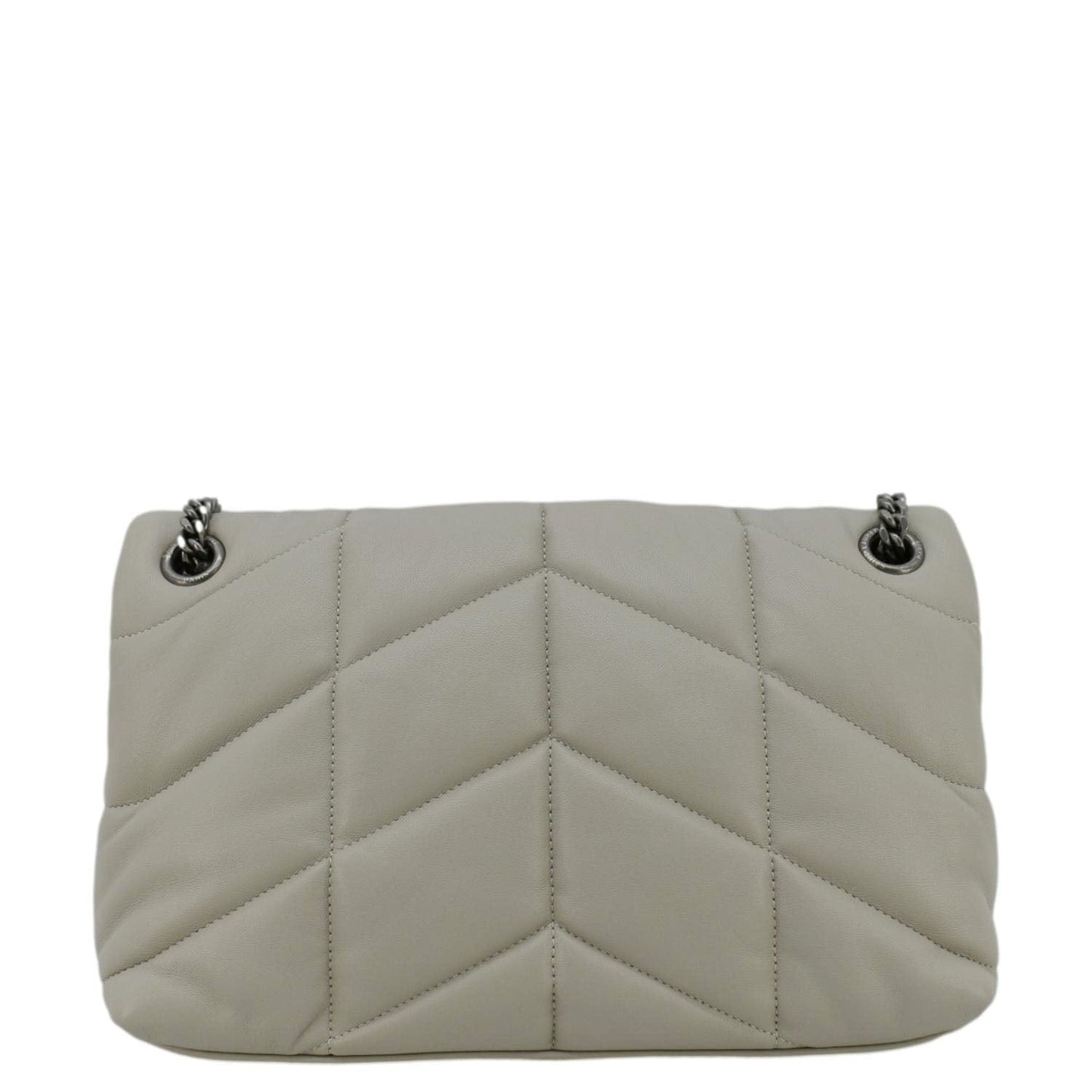 SAINT LAURENT Loulou Puffer Quilted Leather Shoulder Bag Light Grey