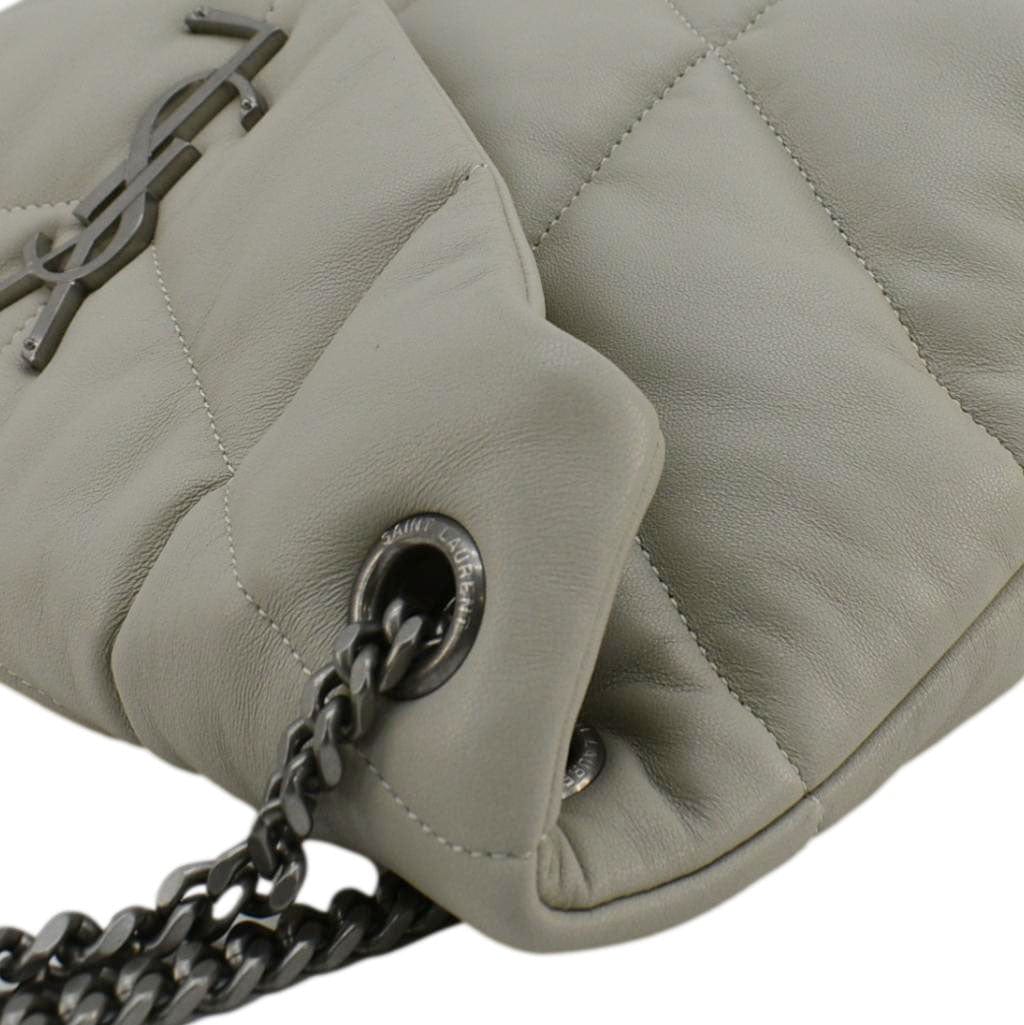 SAINT LAURENT Loulou Puffer Quilted Leather Shoulder Bag Light Grey