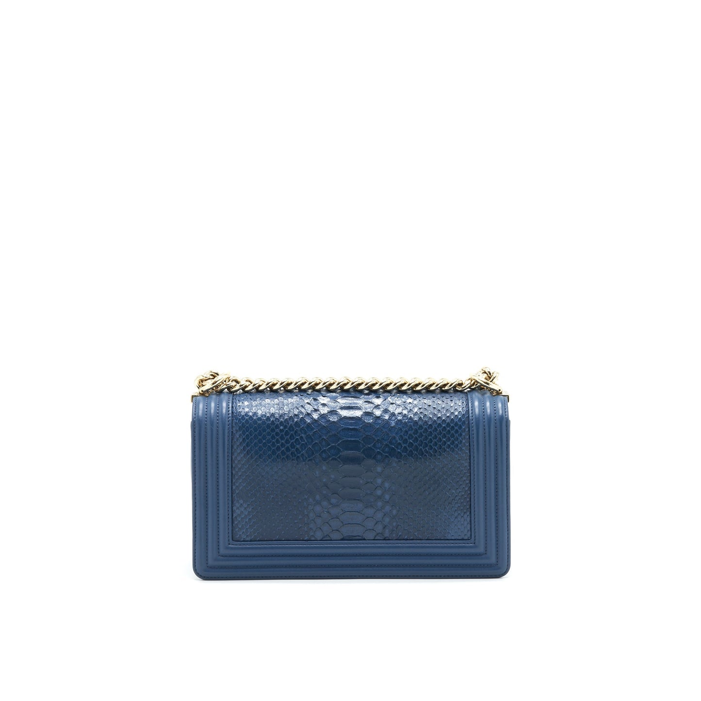 Chanel Medium Boy flap Bag Python Leather Blue L