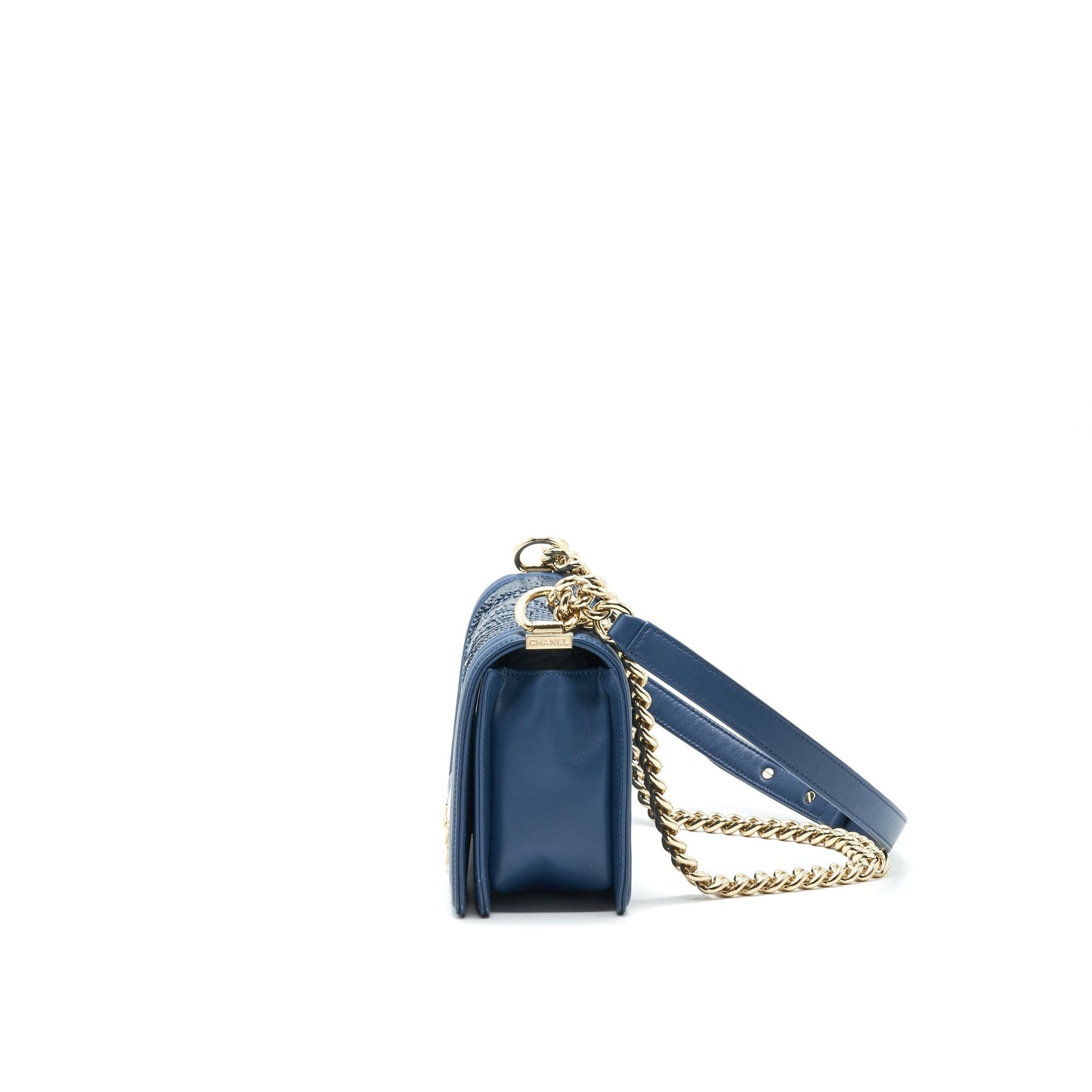 Chanel Medium Boy flap Bag Python Leather Blue L