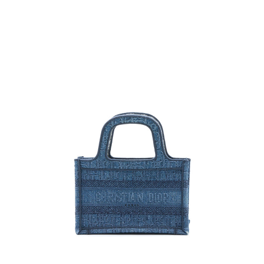 Dior Mini Book Tote Denim Blue Oblique