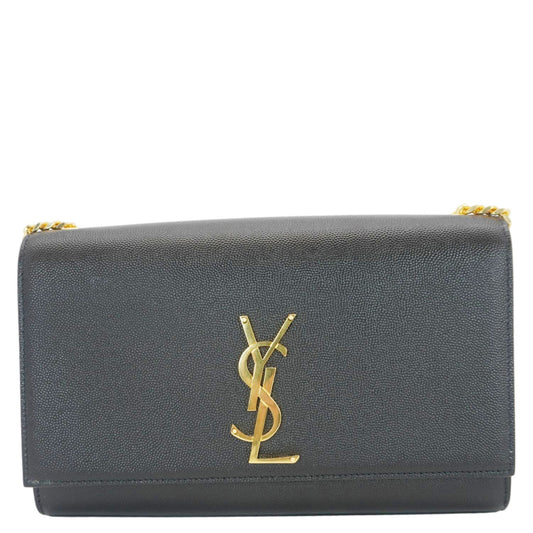 SAINT LAURENT Kate Medium Grain De Poudre Leather Crossbody Bag Black