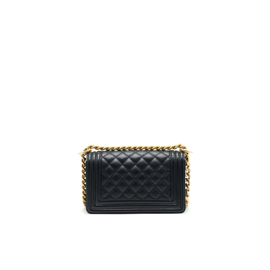 CHANEL SMALL BOY BAG CAVIAR LEATHER BLACK