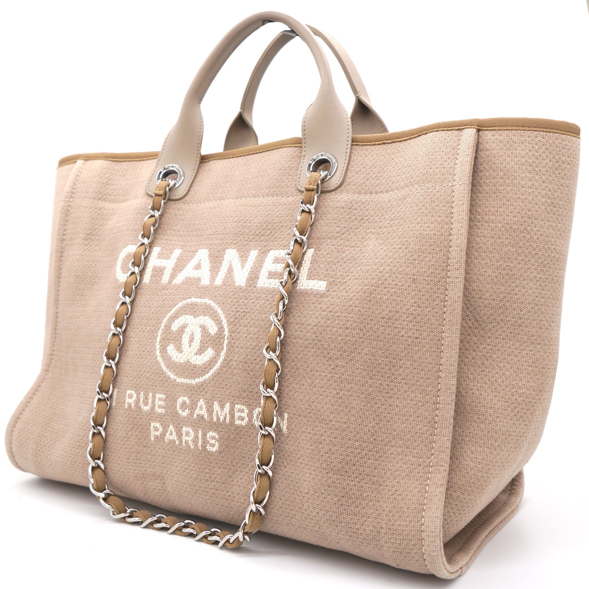 Chanel Beige Tweed Deauville Shopping Tote Bag