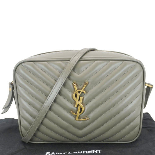 SAINT LAURENT Lou Camera Monogram Leather Shoulder Bag Gray