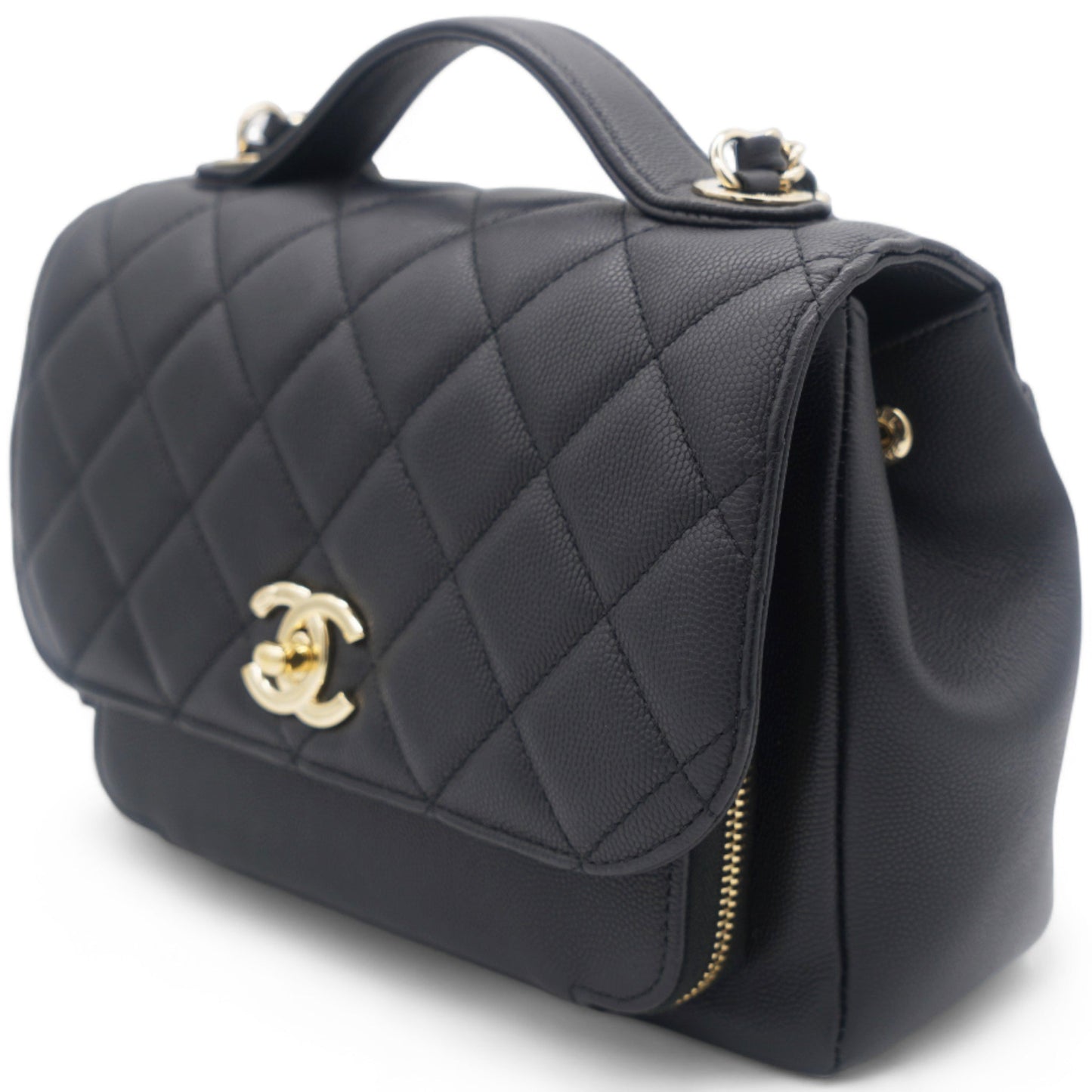 Chanel Black Quilted Caviar Leather Medium Business Affinity Top Handle Bag