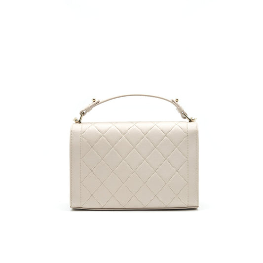 Chanel Calfskin Quilted Flap Bag Beigh L