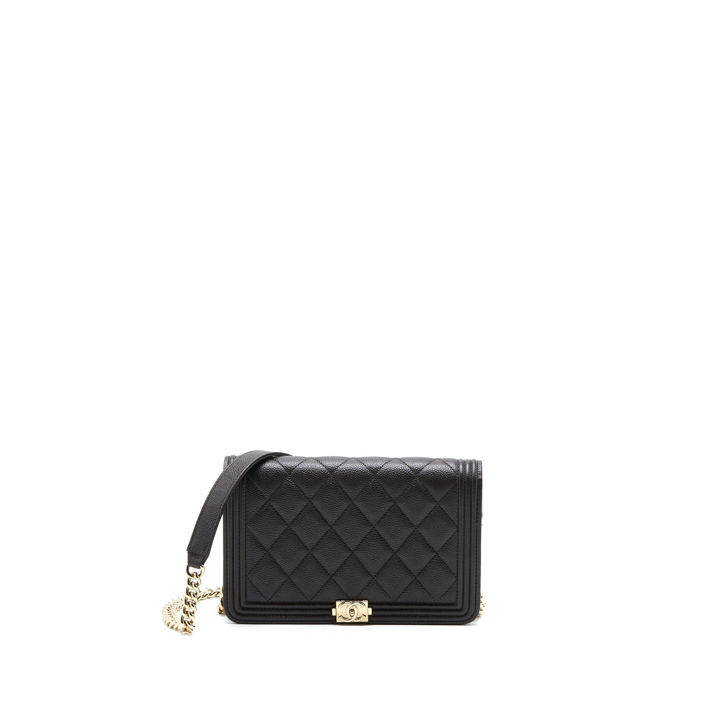 Chanel Boy Wallet On Chain Grained Calfskin Brown LGHW Microchip