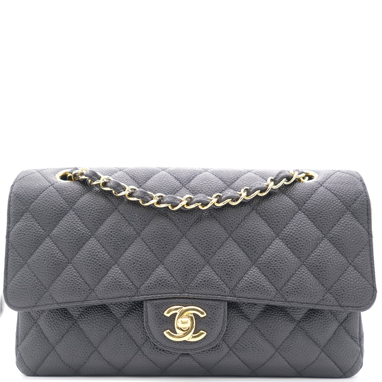 Chanel Black Quilted Caviar Leather Classic Double Flap Bag