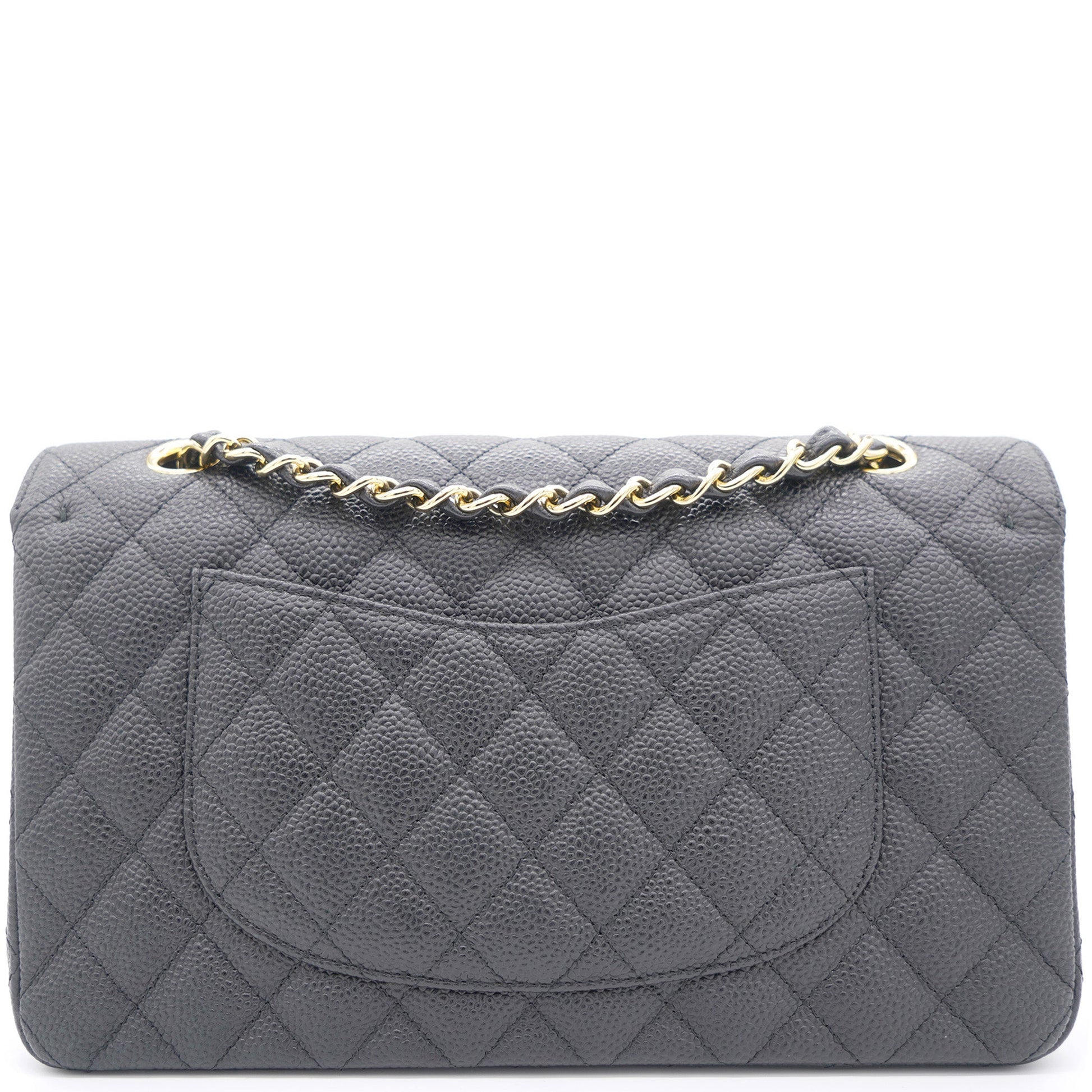 Chanel Black Quilted Caviar Leather Classic Double Flap Bag