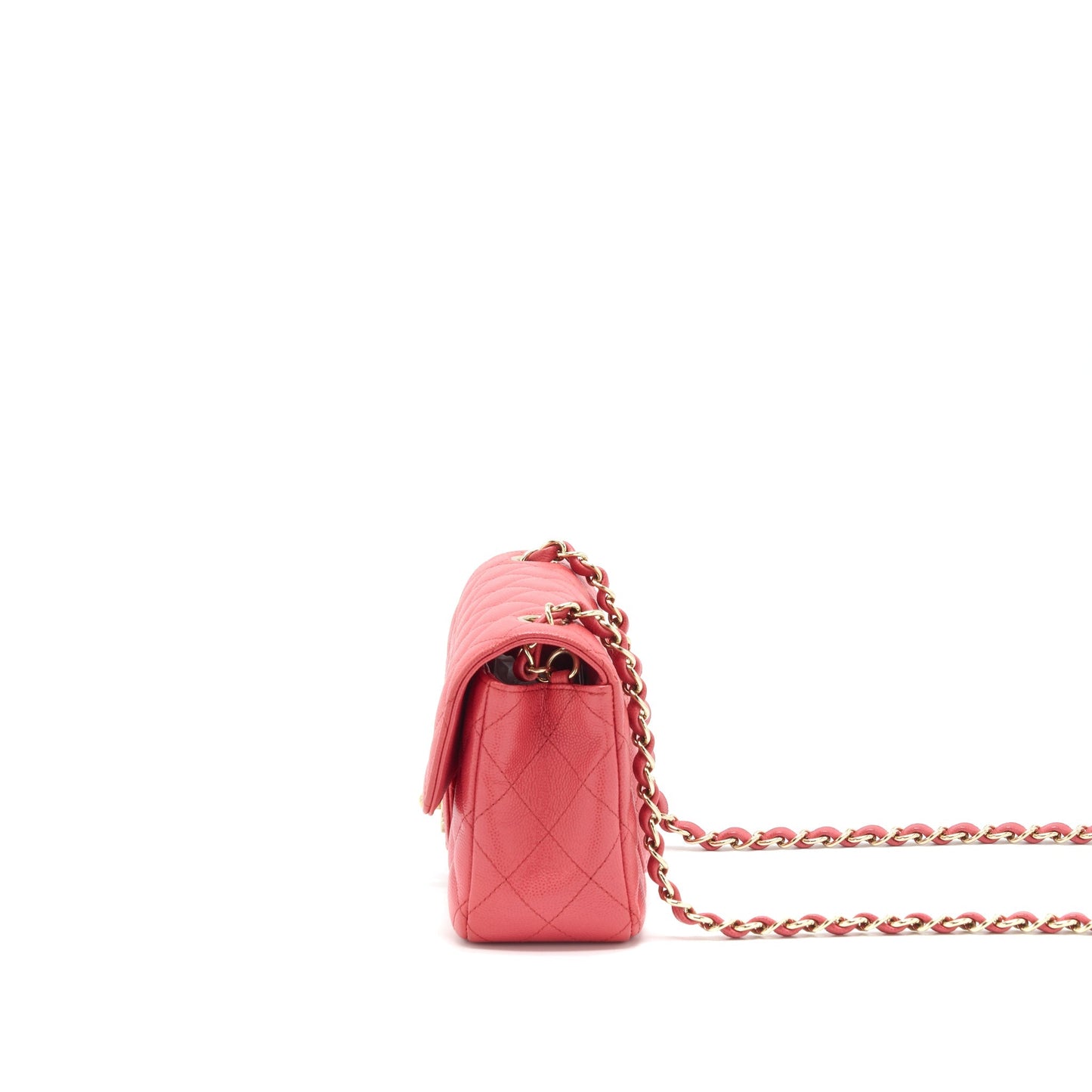 Chanel Mini Rectangular Flap Bag Caviar Coral Pink