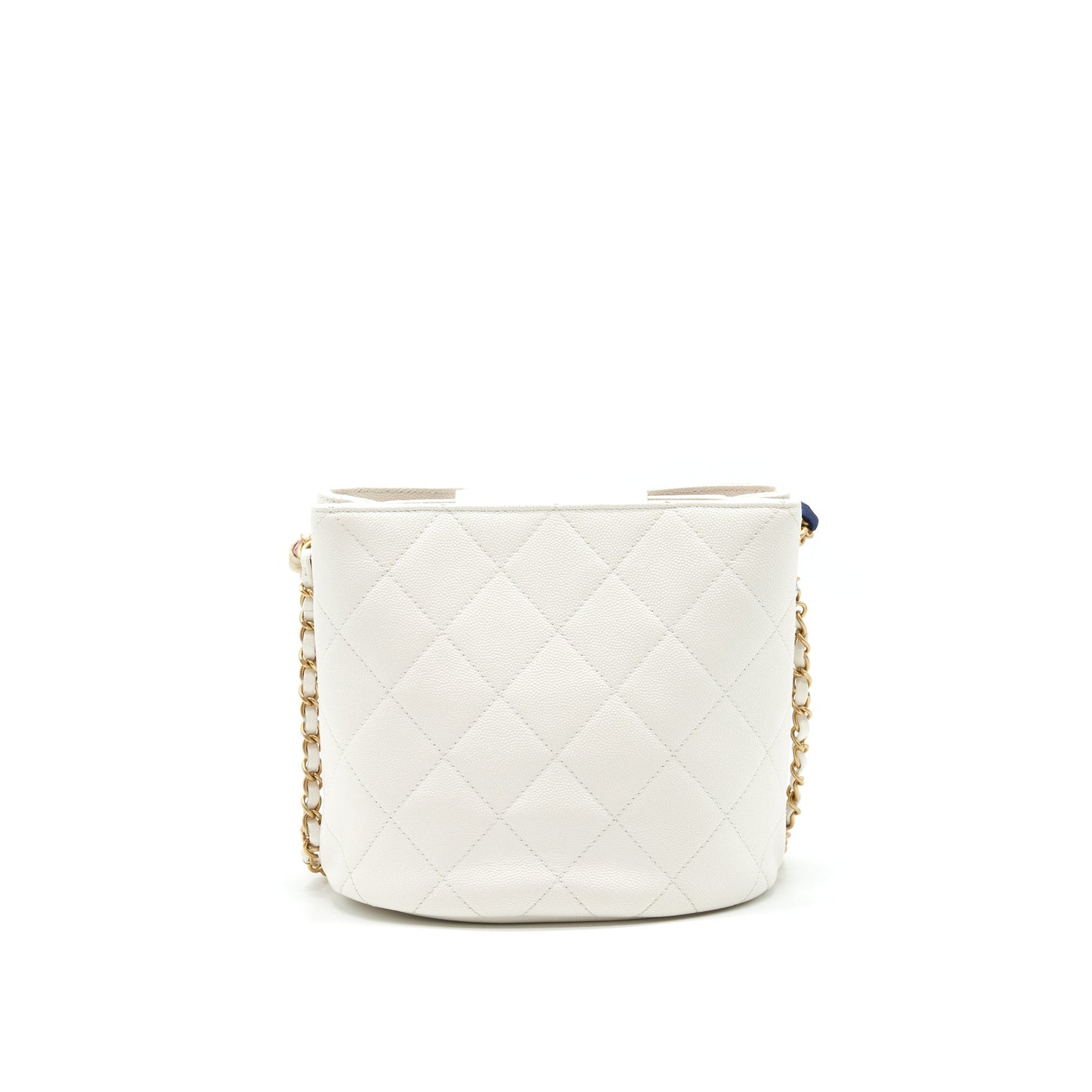 Chanel Bucket Bag With Chain Handle Caviar White