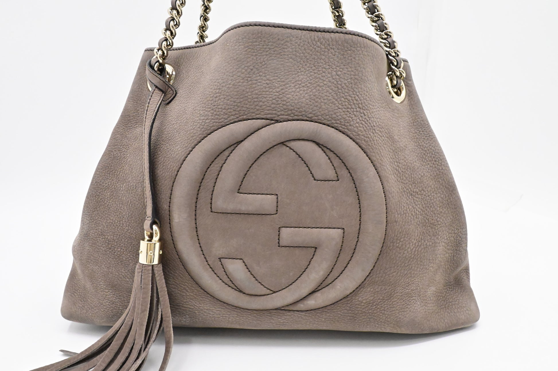 Gucci Soho Chain Shoulder Bag in Gray Leather