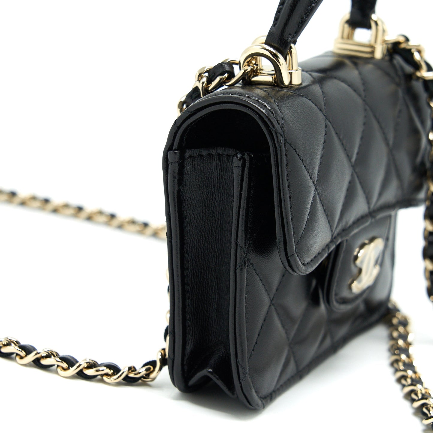 Chanel 21K Flap Coin Purse With Chain Black L