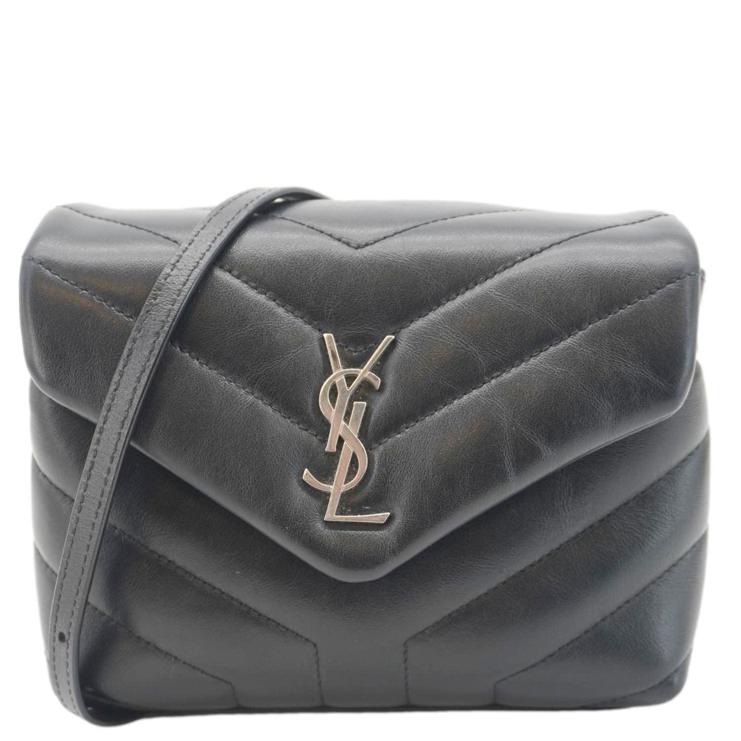 SAINT LAURENT Loulou Toy Calfskin Leather Crossbody Bag Black