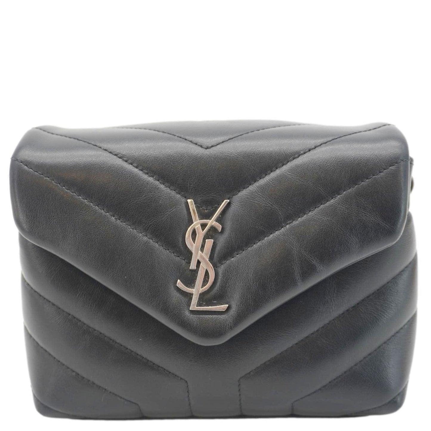 SAINT LAURENT Loulou Toy Calfskin Leather Crossbody Bag Black